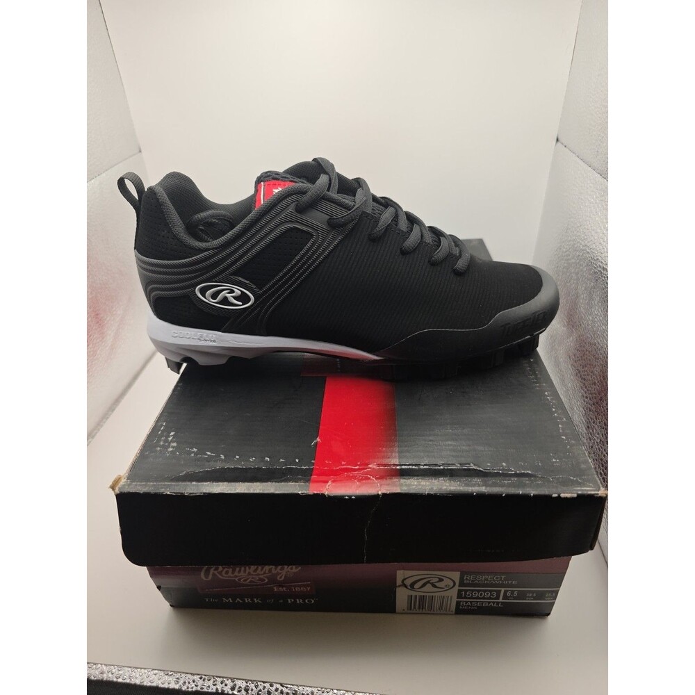 Rawlings Respect Mens Size 6.5 Baseball Cleats Black/White NEW